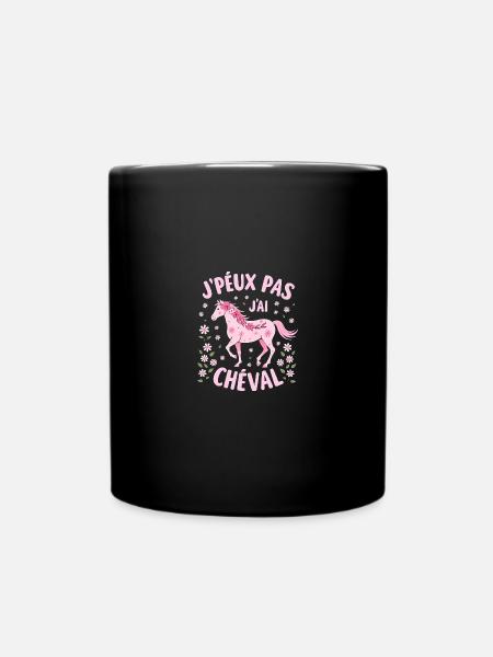 J'Peux Pas J'Ai Cheval, Rose - Mug uni - noir