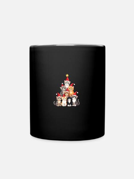 Christmas Tree, Christmas, Cats, Christmas - Full Colour Mug - black
