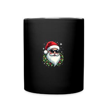 Cooler Weihnachtsmann mit Sonnenbrille Weihnachten - Tasse einfarbig - Schwarz - Vorne