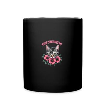 Rage Consumes Me Lustiges Katzenblümchen - Tasse einfarbig - Schwarz - Vorne
