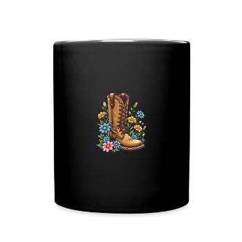 Floral Shoe - Flower Power - Full Colour Mug - black - Front
