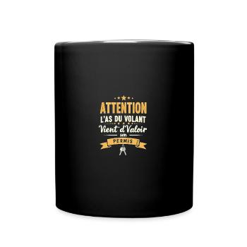 Permis Conduire - Humour Jeune Conducteur - Mug uni - noir - Devant