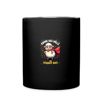 Komme Was Wolle Ich Schaff Das Karneval Schaf - Tasse einfarbig - Schwarz - Vorne
