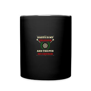 Les fléchettes sont ma religion et le pub mon t-shirt d’église - Mug uni - noir - Devant