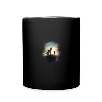 Episch Husky Hund Kind Freundschaft - Tasse einfarbig - Schwarz - Vorne