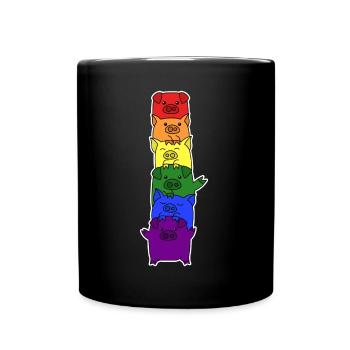LGBT+ Flagge Schwein Design für LGBT+ Menschen - Tasse einfarbig - Schwarz - Vorne