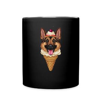 Berger allemand comme glace gaufrée - Mug uni - noir - Devant