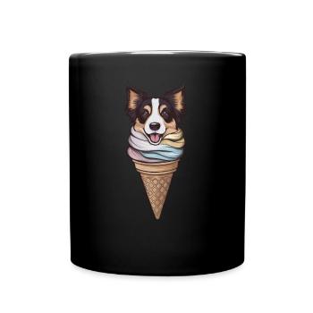 Border Collie comme glace gaufrée pour les amateurs de crème glacée - Mug uni - noir - Devant