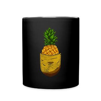 Sommer Frucht Tropisches Obst Ananas - Tasse einfarbig - Schwarz - Vorne