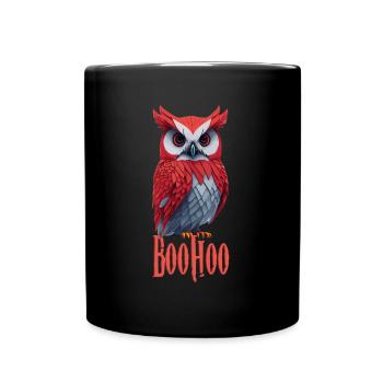 Eule Owl Lustig Boohoo Halloween Eulenliebhaber - Tasse einfarbig - Schwarz - Vorne