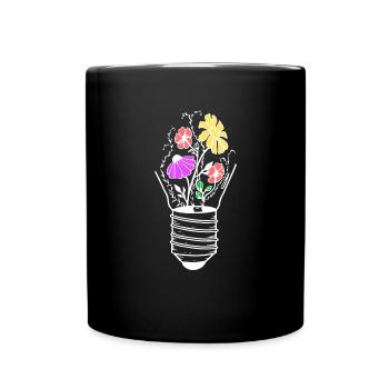 Glühbirne mit Blumen - Wachsende Ideen - Tasse einfarbig - Schwarz - Vorne
