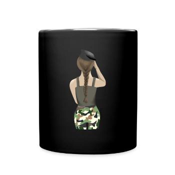 femme militaire de dos - Mug uni - noir - Devant