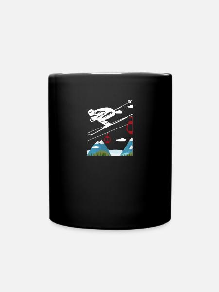 Ski skiing vacation skiing - Full Colour Mug - black