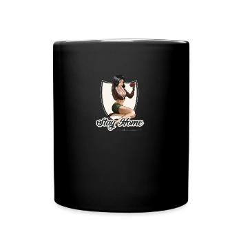 Pilot Girl Pin up - Full Colour Mug - black - Front