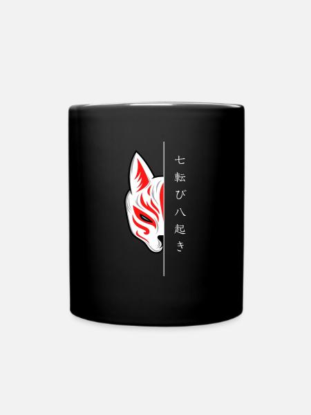Japanese cat mask - Full Colour Mug - black