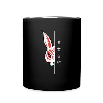 Japanese rabbit mask - Full Colour Mug - black - Front