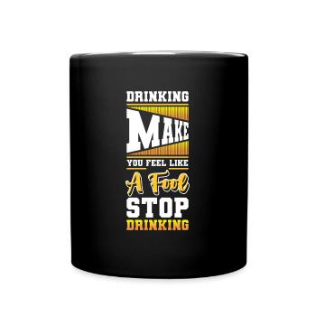 Bier Saufen Bierbauch Nein Danke - Tasse einfarbig - Schwarz - Vorne