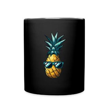 Cool pineapple with sunglasses Summer - Full Colour Mug - black - Front