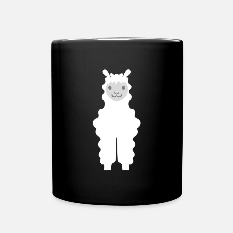 Alpaca motif llama front sweet alpaca llama plush - Full Colour Mug - black