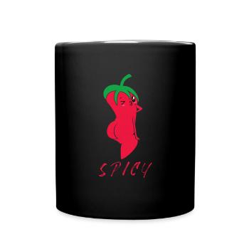 Scharfe Peperoni / Paprika - Tasse einfarbig - Schwarz - Vorne