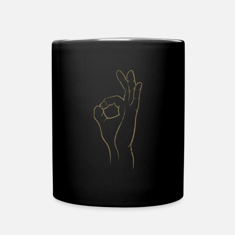 Perfekt! Super! Exzellent! - Hand im Loch - Tasse einfarbig - Schwarz
