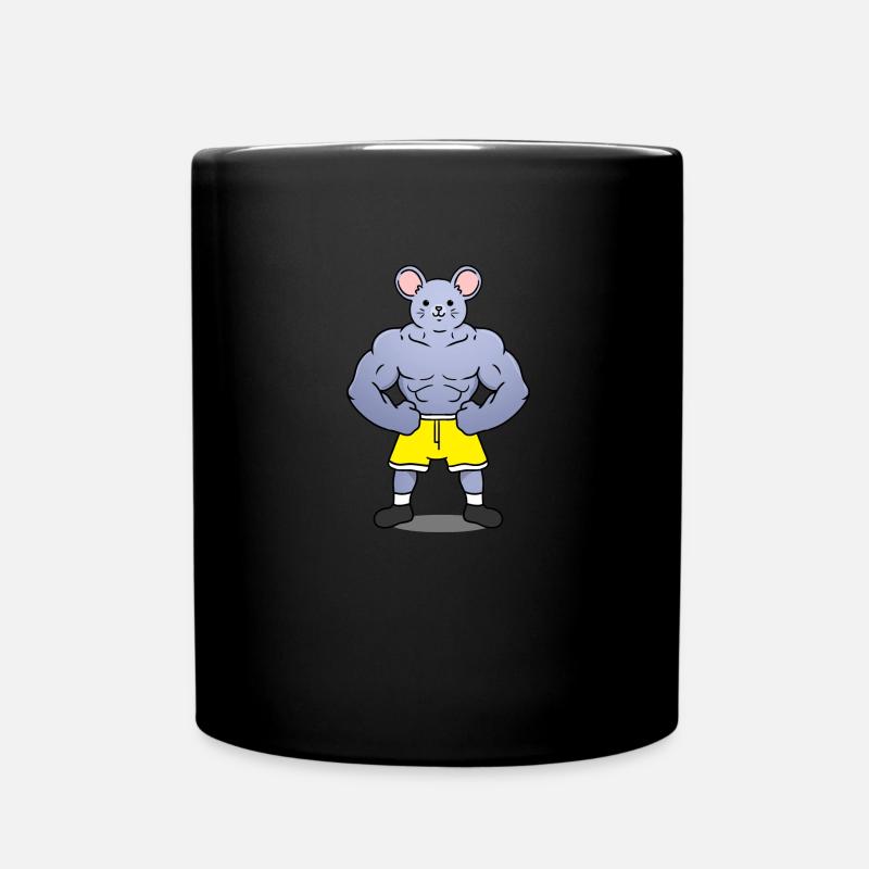 Muskulöse Maus - Tasse einfarbig - Schwarz