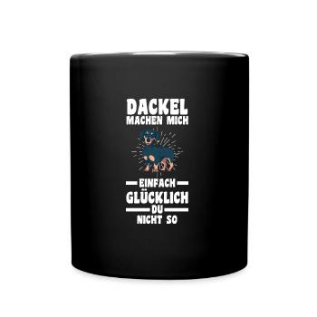 Dackel Hund Dachshund Geschenk - Tasse einfarbig - Schwarz - Vorne