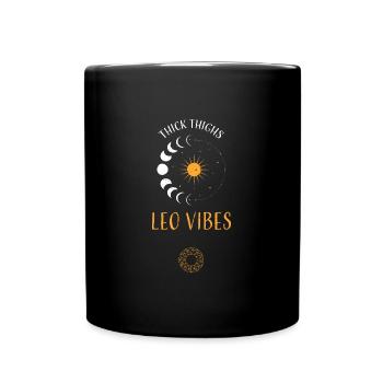 Thick Thighs Leo Vibes - Astrology - Full Colour Mug - black - Front
