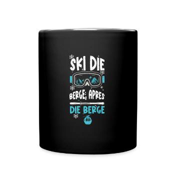 Ski die Berge, Apres die Berge - Tasse einfarbig - Schwarz - Vorne