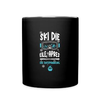 Ski die Eile, Apres die Entspannung - Tasse einfarbig - Schwarz - Vorne