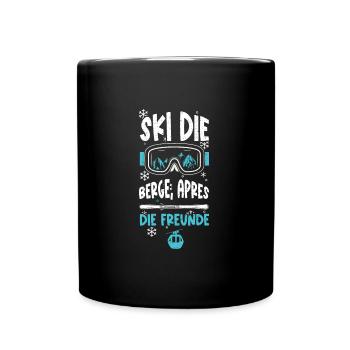 Ski die Berge, Apres die Freunde - Tasse einfarbig - Schwarz - Vorne