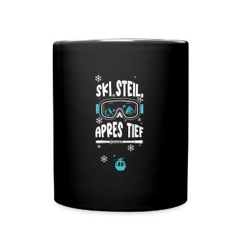 Ski steil, Apres tief - Apres Ski - Tasse einfarbig - Schwarz - Vorne