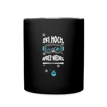 Ski hoch, Apres niedrig - Tasse einfarbig - Schwarz - Vorne