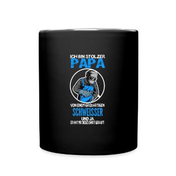 Schweißer Papa Vater Geschenk - Tasse einfarbig - Schwarz - Vorne