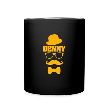 Hipster für Denny Schnauzer Schnurrbart - Tasse einfarbig - Schwarz - Vorne
