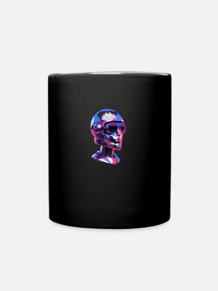 Robot, boule disco, tête de boule disco - Mug uni - noir