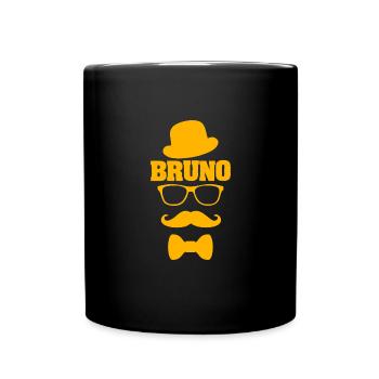 Bruno als Schnauzer - Tasse einfarbig - Schwarz - Vorne