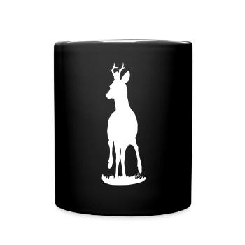 stolzer Rehbock (weiß) - Tasse einfarbig - Schwarz - Vorne
