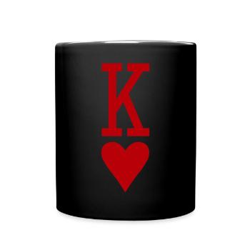 Poker Spielkarte - König der Herzen - Tasse einfarbig - Schwarz - Vorne