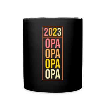 Großvater 2023 Schwanger Werdender Opa - Tasse einfarbig - Schwarz - Vorne
