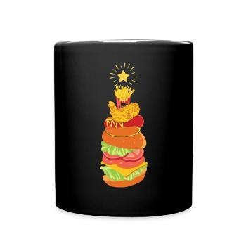 Fast Food Christmas Tree Funny Xmas - Tasse einfarbig - Schwarz - Vorne