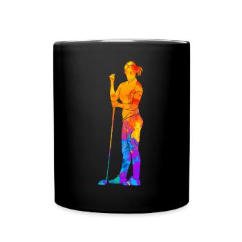 Golferin Golfer Golf Golfspieler Silhouette - Tasse einfarbig - Schwarz - Vorne