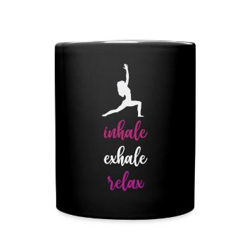 Yoga - Inspirez. Exhaler. Se détendre. - Mug uni - noir - Devant