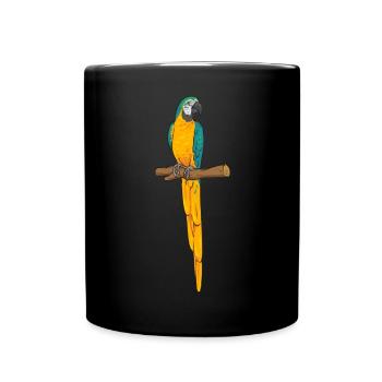 Ara à poitrine jaune Perroquet bleu et ara jaune - Mug uni - noir - Devant