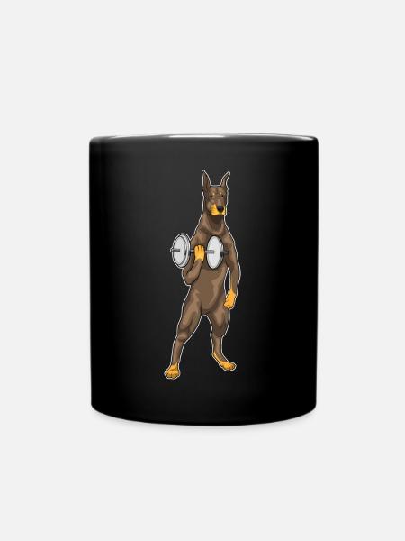 Dobermann Bodybuilder Hantel Bodybuilding - Tasse einfarbig - Schwarz