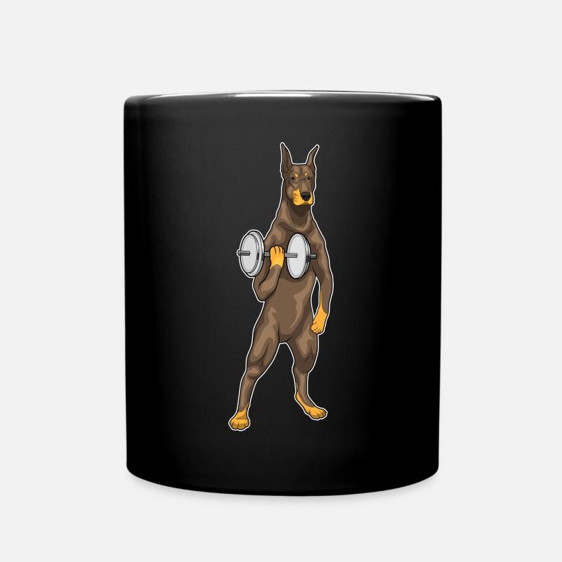 Dobermann Bodybuilder Hantel Bodybuilding - Tasse einfarbig - Schwarz