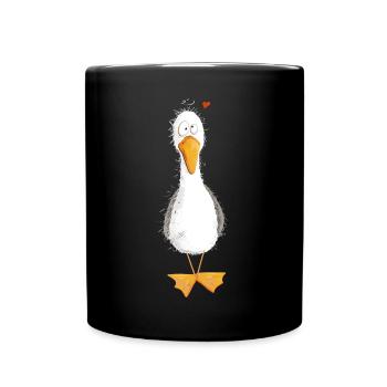 Möwe Urlaub Meer Mit Herz - Tasse einfarbig - Schwarz - Vorne