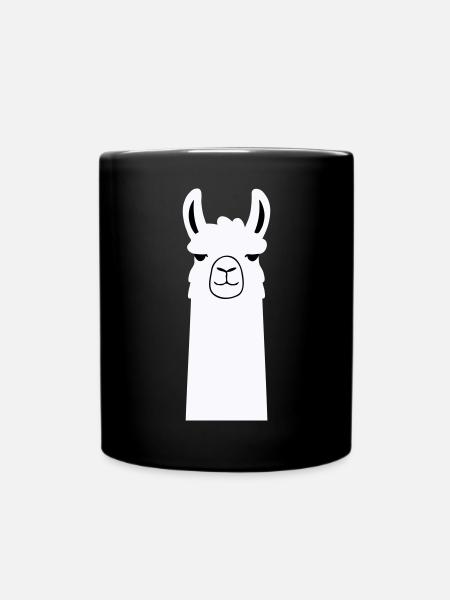 Adorable Cartoon Llama - Full Colour Mug - black