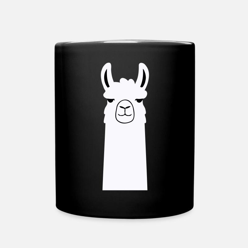 Adorable Cartoon Llama - Full Colour Mug - black