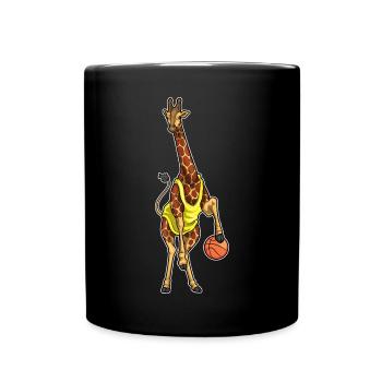 Giraffe Basketball Player Baskeball - Full Colour Mug - black - Front
